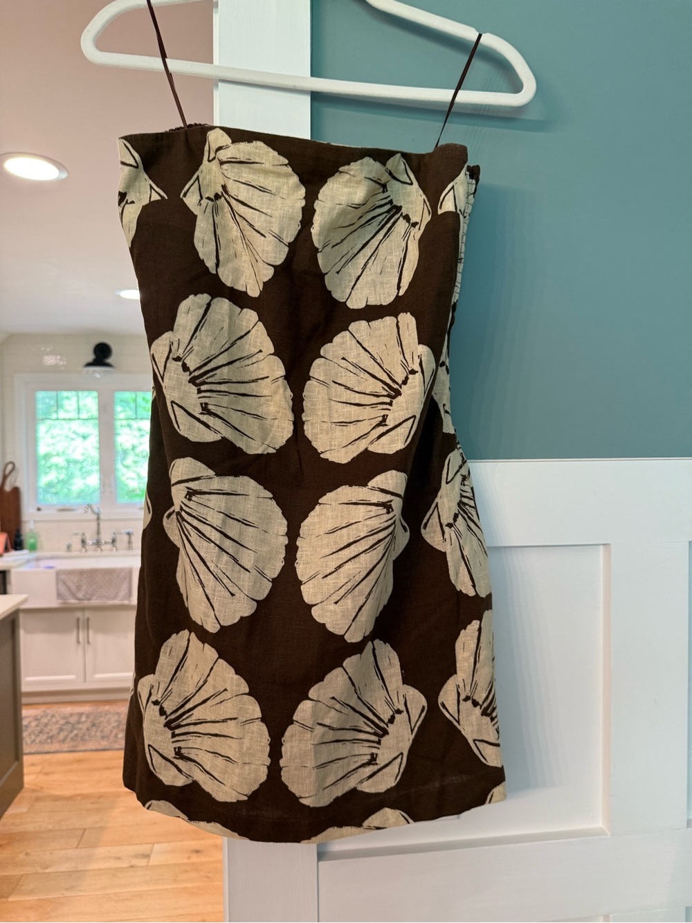Abercrombie Shell print strapless mini dress skort linen - Picture 3 of 6